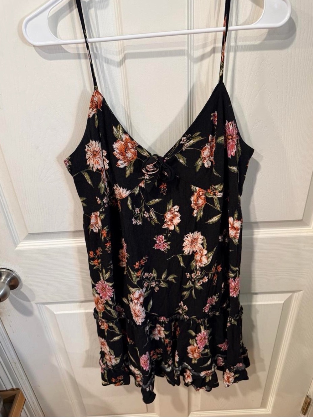 Black Floral Spaghetti Strap Sundress
